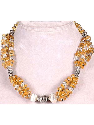 Faceted Citrine Necklace with Crystals