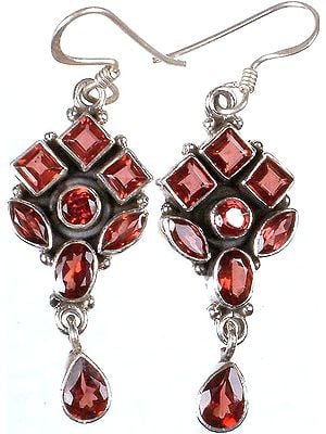 Faceted Garnet Ear Rings