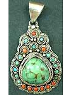 Filigree Pendant with Turquoise and Coral