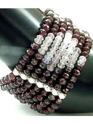 Garnet Bracelet with Israel Cut Rose Quartz