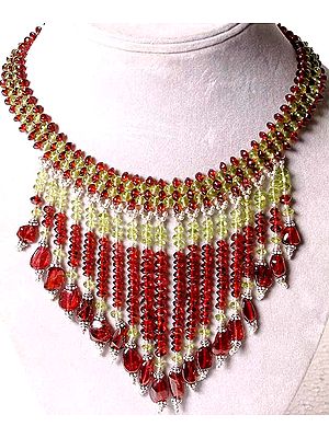 Garnet Jhaalar Necklace with Peridot