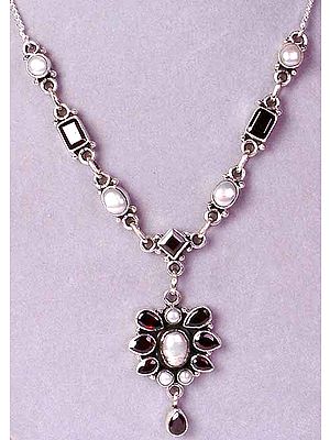 Garnet Necklace with Pearls
