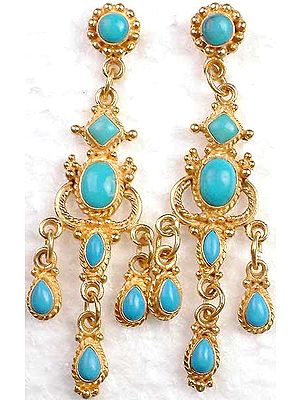 Gold Plated Earrings of Robin's Egg Turquoise