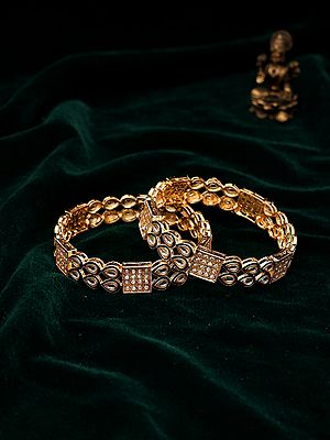 Teardrop Cut Polki Stone Studded Bangles (Pair)