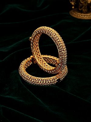 Traditional Openable Floral Kada Bangle Set