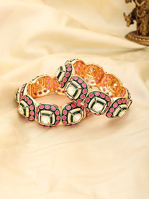 Meenakari Stone Studded Openable Bangles Pair