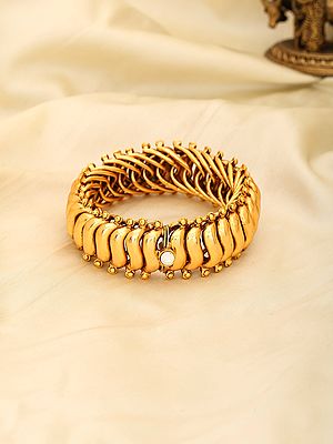 Kundan Style Openable Bracelet with Intricate Weave