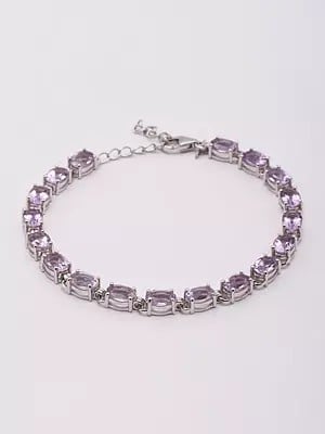 Oval Shape Faceted Amethyst Tennis Bracelet