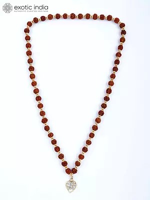 Om Locket Genuine Rudraksha Mala | Spiritual Jewelry