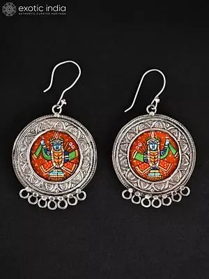 Hand-Painted Shrinathji Hook Earrings