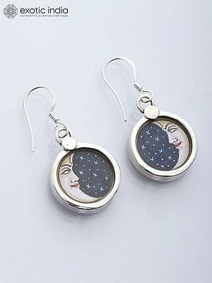 Sterling Silver Earrings with Moon and Stars