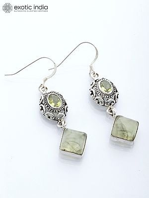 Prehnite Hook Earrings with Faceted Peridot