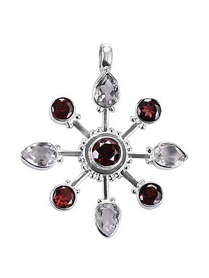 Faceted Garnet and Crystal Pendant
