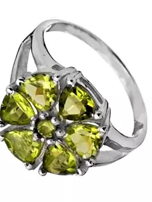 Faceted Peridot Flower Ring