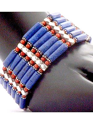 Lapis Bracelet with Coral