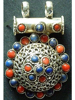 Lapis Coral Silver Pendant