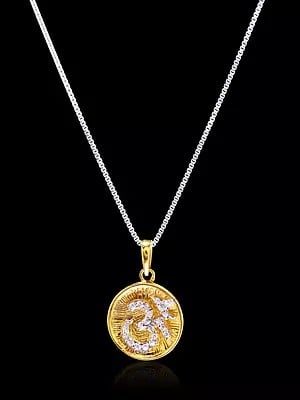 Round Shape OM (AUM) Pendant with Cubic Zirconia