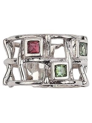 Sterling Silver Ring Studded With Tourmaline Stones