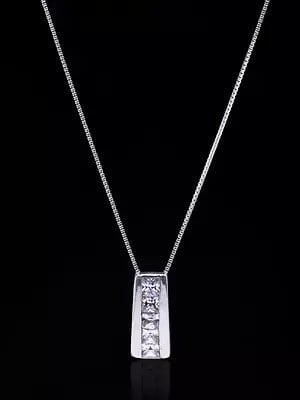 Sterling Silver Pendant with Cubic Zirconia Stone