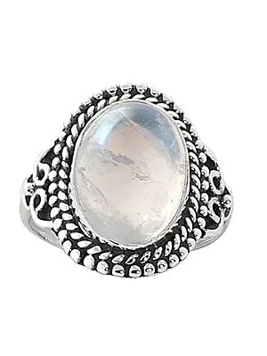 Sterling Silver Ring with Rainbow Moonstone