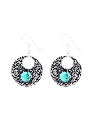 Ethnic Style Round Earrings with Gemstone