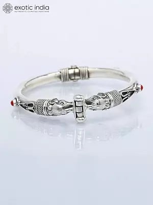 Ethnic Elephant Openable Bracelet with Coral Gemstone