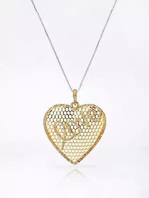 Gold Plated Sterling Silver Heart Shape Pendant with Diamond