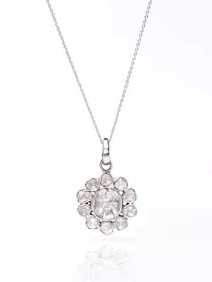 Beautiful Floral Design Polki Diamond Pendant