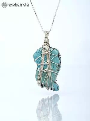 Wire Wrapped Tibetan Turquoise Pendant | Tree of Life Pendant