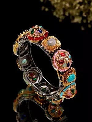 Multicolor Stone Studded Openable Bangle