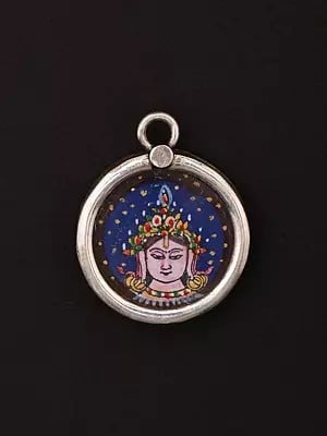 Round Shape Hand-Painted Bodhisattva Chenrezig Pendant