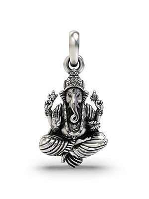 Sterling Silver Chaturbhuja Lord Ganesha Pendant
