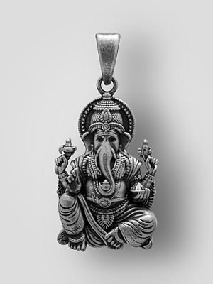 Chaturbhuja Lord Ganesha Seated on Lotus Pendant