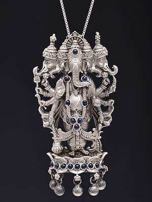 Superfine Sterling Silver Panchmukhi Standing Lord Ganesha Pendant