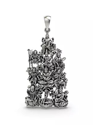 Dasamukha Sterling Silver Pendant | Goddess Durga Icon