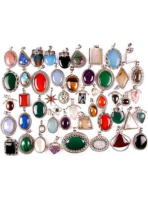 Lot of 50 Gemstone Pendants