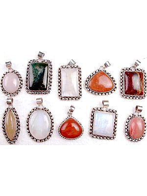 Lot of 10 Gemstone Pendants