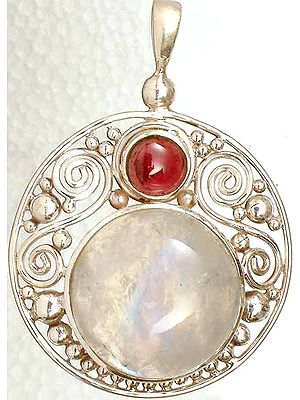 Moonstone Pendant with Garnet