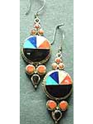 Nepalese Ear-Rings with Stone Inlay