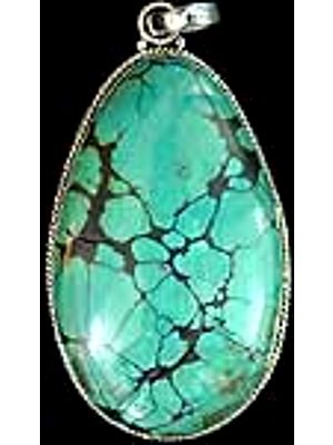 Pendant of Turquoise with Spider Web Matrix
