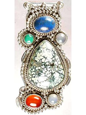 Pot Pourri Pendant with Spider Web Turquoise