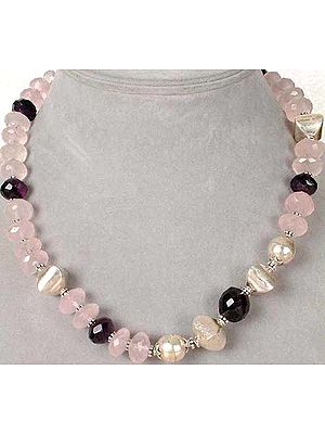 Rose Quartz Necklace with Amethyst