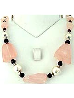 Rose Quartz Necklace with Garnet