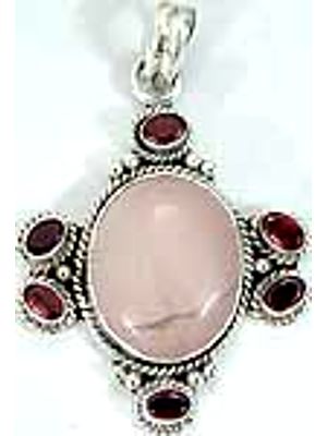 Rose Quartz Pendant with Garnet