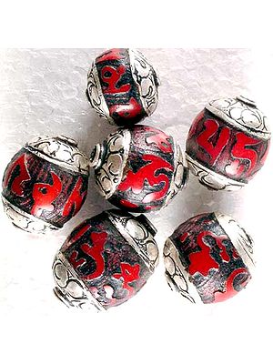 Sterling Capped Om Mani Padme Hum Beads