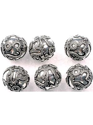 Sterling Om Beads (Price per Four Pieces)