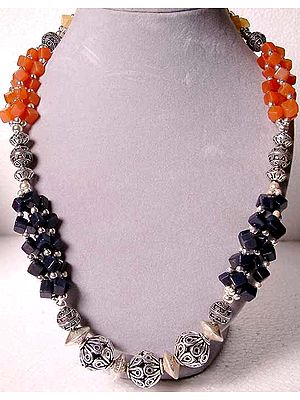 Tri-Color Aventurine Damru Necklace