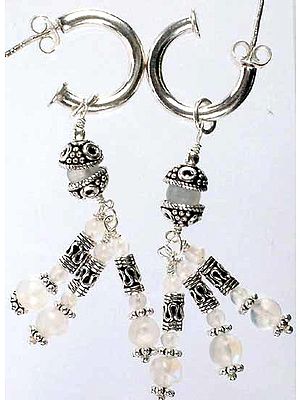 Triple Strand Moonstone Ear Rings