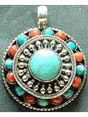 Turquoise Coral Box Pendant