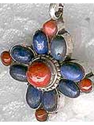 Turquoise Coral Flower Pendant